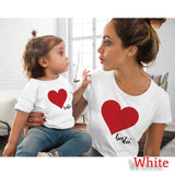 Family Matching Valentine Mother Daughter Son Heart Print T-shirts Tops