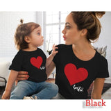 Family Matching Valentine Mother Daughter Son Heart Print T-shirts Tops