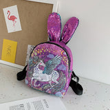 Girls Sequins Unicorn Backpack School Bag Shining Daypack