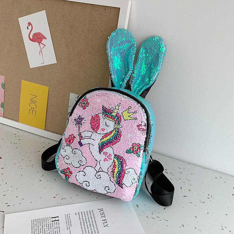 Girls Sequins Unicorn Backpack School Bag Shining Daypack