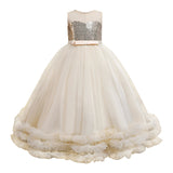 Kid Girls Princess Elegant Party Wedding Formal Bridesmaid Sequins Dress