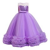 Kid Girls Princess Elegant Party Wedding Formal Bridesmaid Sequins Dress
