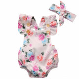 Cute Infant Baby Girls Floral Romper 2 Pcs Set