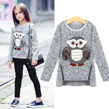 Girl Winter Cute Sweater Cartoon Cute Owl Sweater 6-14 Years
