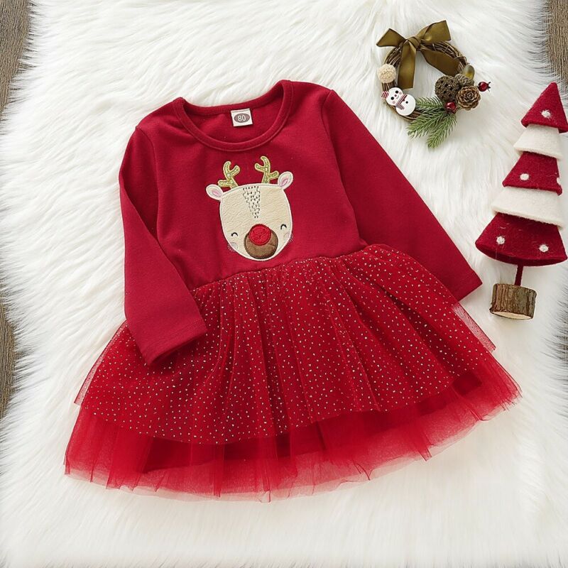 Kids Baby Girl Christmas Pageant Autumn Lovely Tutu Lace Dress