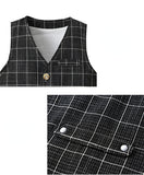 Kid Baby Boy Gentleman Suit Long Sleeve Plaid 3 Pcs Sets