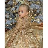 Kid Baby Girl Golden Princess Birthday Party Piano Dresses