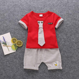 Baby Boy Striped Tie Shorts Outfit 2 Pcs Sets