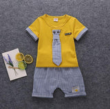 Baby Boy Striped Tie Shorts Outfit 2 Pcs Sets