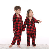 Boy Girl Christmas Homewear Pajamas Plaid 2 Pcs Set