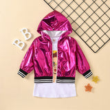 Girls Sets Autumn Full Sleeve Solid Hooded Tops+ Solid Coat 2pcs 1-8Years