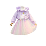 Kids Baby Girls Autumn Long Sleeve Tops +Rainbow Skirt 2pcs Sets 2-7Y