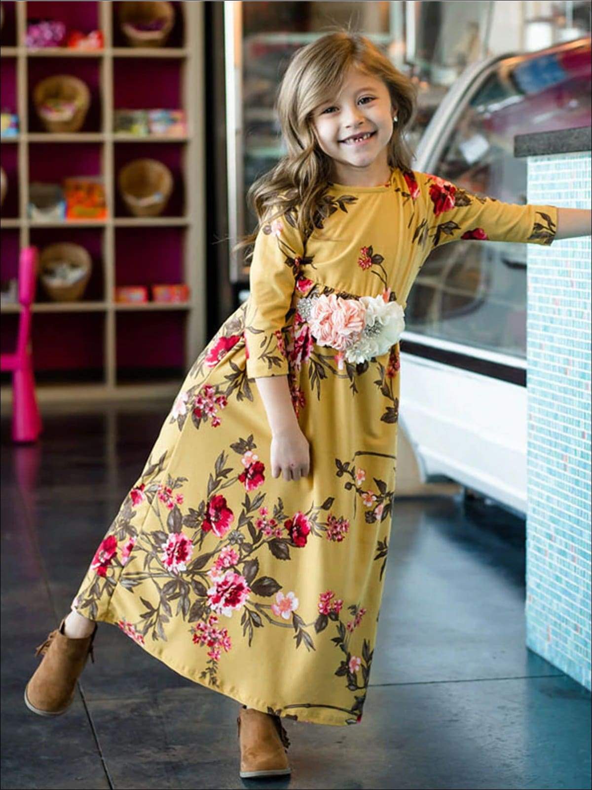 Family Mommy & Me Fall Floral Long Sleeve Maxi Dress