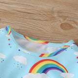 Girl Winter Rainbow Print Cute Cartoon Casual Dress 1-6 Years