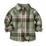 Kid Boys Long Sleeve Plaid Cotton Gentle Set 2 Pcs