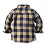 Kid Baby Boys Long Sleeve Cotton Plaid Suit  Boutique 2 Pcs Sets