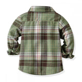 Kid Boys Long Sleeve Plaid Cotton Gentle Set 2 Pcs