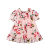 Girl Floral Tulle Puff Sleeve Wedding Party Pageant Dress