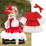 Girl  Party Lace Christmas Dress With Headband