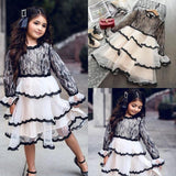 Baby Girls Party Flared Sleeve Lace Pageant Princess Dress 6M-5Y