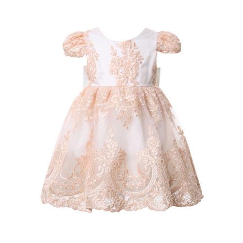 Baby Girl Embroidered Bowknot Party Dresses 6M-4T