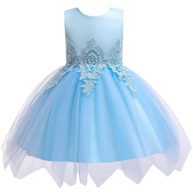 Girl Irregular Mesh Dress Big Bow Princess Dress