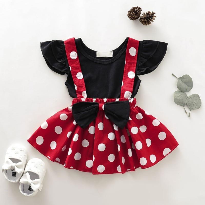 Baby Girls Red Polka Dot Skirt Sets 2 Pcs