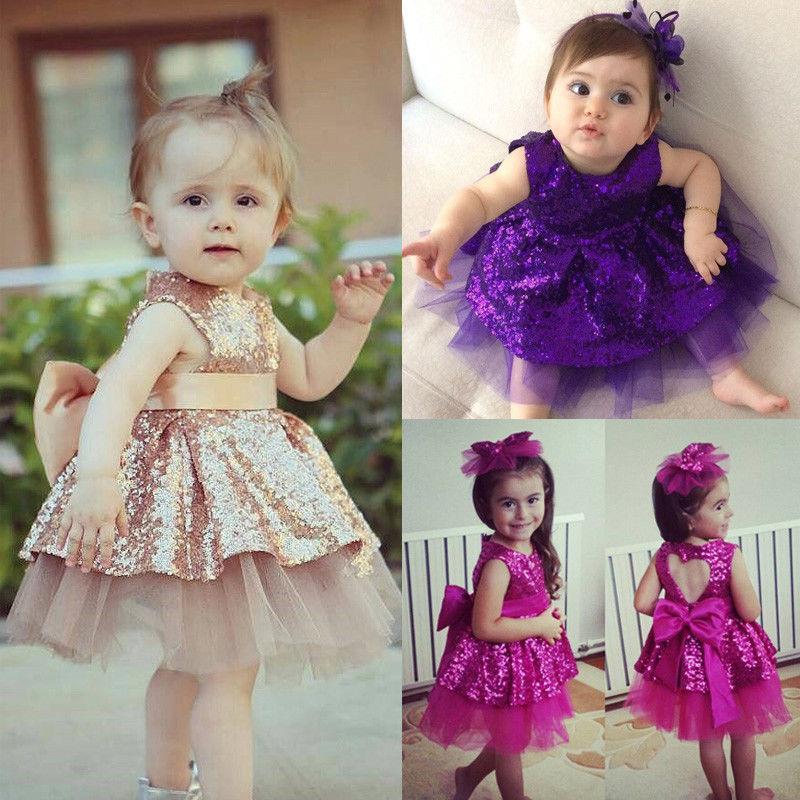 Baby Girls Sequins Party Wedding Gown Dresses