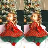 Baby Girl Party Princess Christmas Plaid Dress 2 Pcs