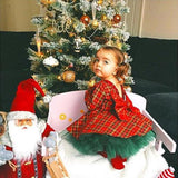 Baby Girl Party Princess Christmas Plaid Dress 2 Pcs