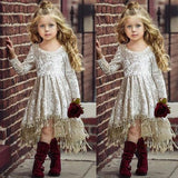 Kids Girls Party Gowns Long Sleeve Baby Dresses