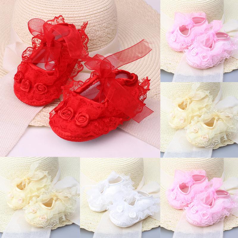 Newborn Baby Girl Shoes Lace Floral Soft Shoes 0-12M