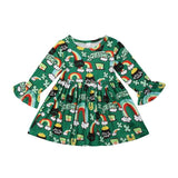 Baby Girl Long Flare Sleeve Floral Christmas Dress 1-6Y