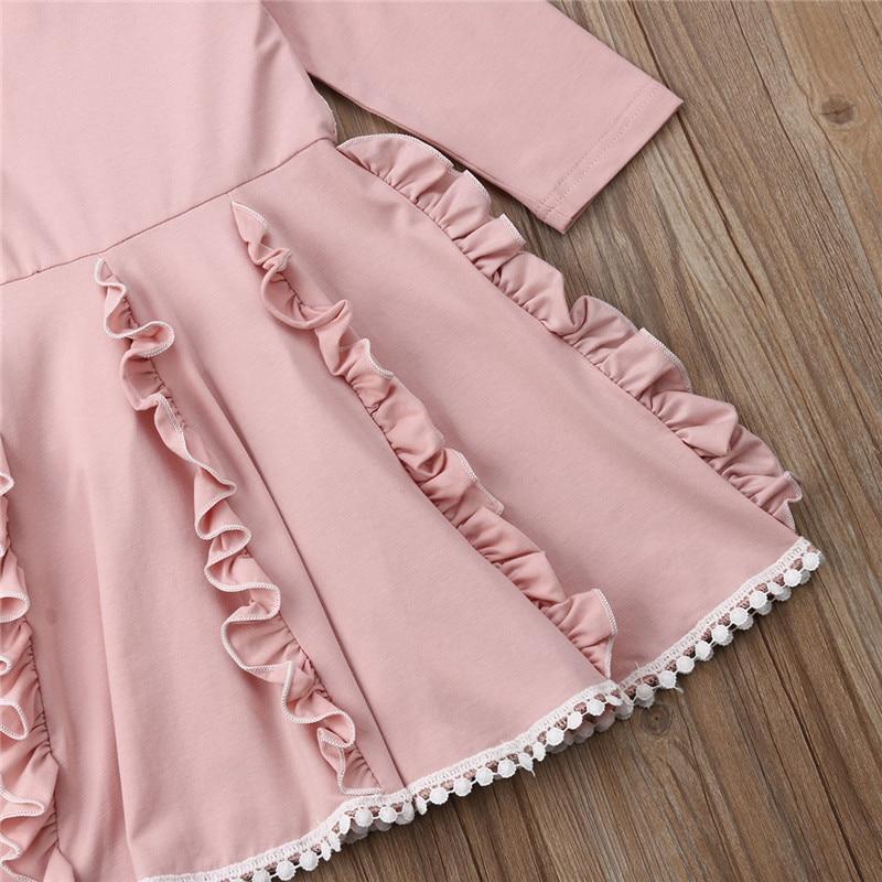 2-7Y Girl Patchwork Long Sleeve Party Casual Dresses