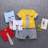 Baby Boy Striped Tie Shorts Outfit 2 Pcs Sets