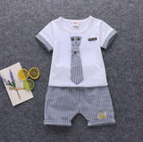 Baby Boy Striped Tie Shorts Outfit 2 Pcs Sets