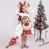 Kid Baby Girl Long Sleeve Round Neck Christmas Print Dress