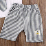 Baby Boy Striped Tie Shorts Outfit 2 Pcs Sets